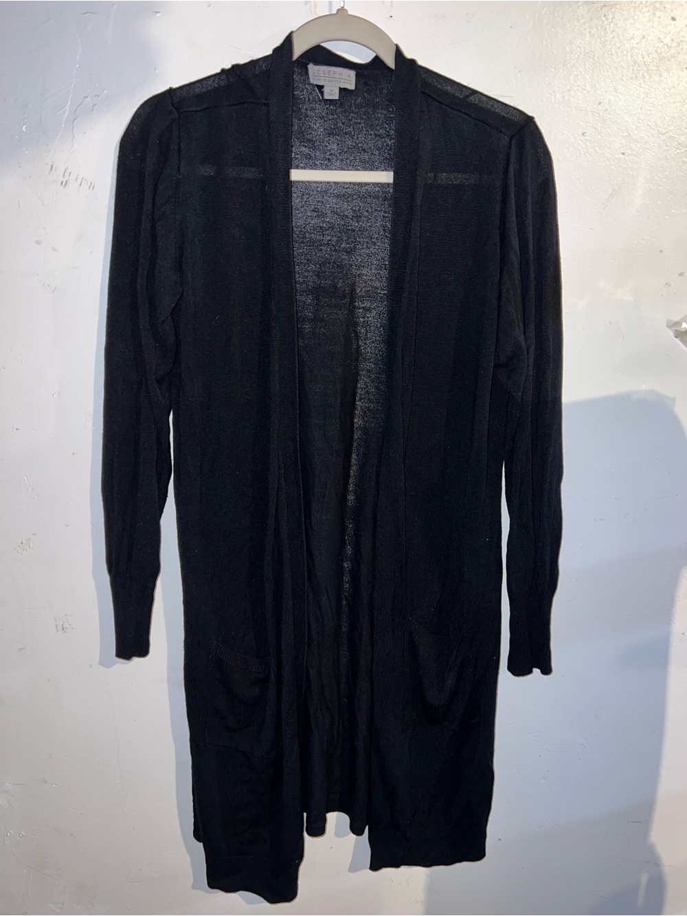 Joseph A Black Open-Front Long Cardigan